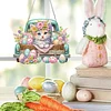 Diamond Painting Acrylic Single Side Drill Easter Cat Pendant Charms Kits for Adults Home Window Decor