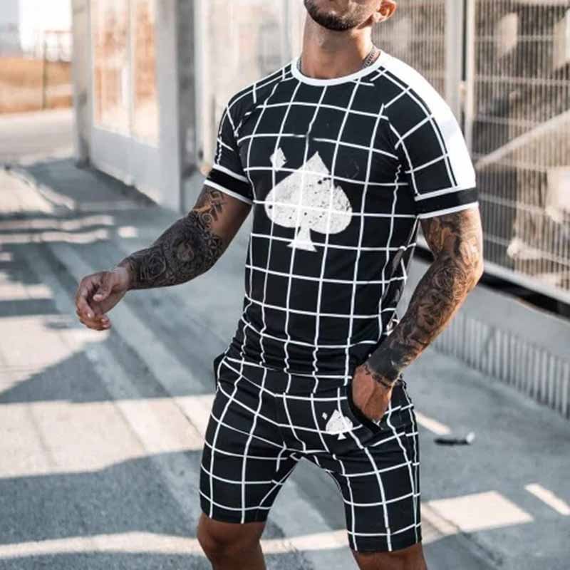 Trendy Check Poker Print T-Shirt And Short Co-Ord