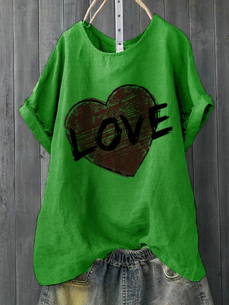 Casual Cotton-Blend Short Sleeve Shirts & Tops