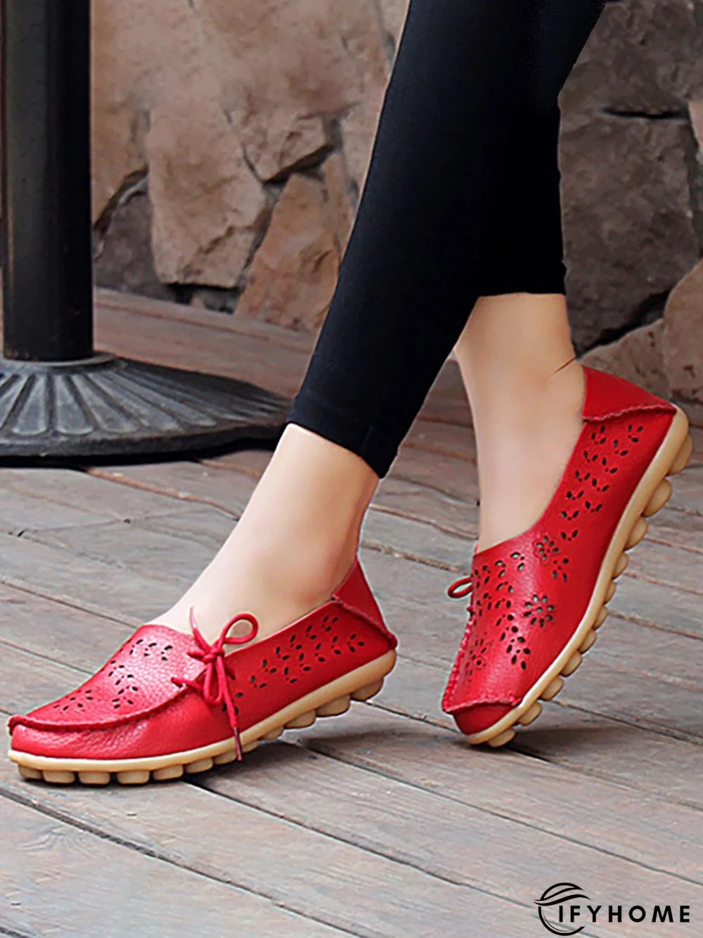 Cowhide Hollow Lace-up Portable Shoes | IFYHOME