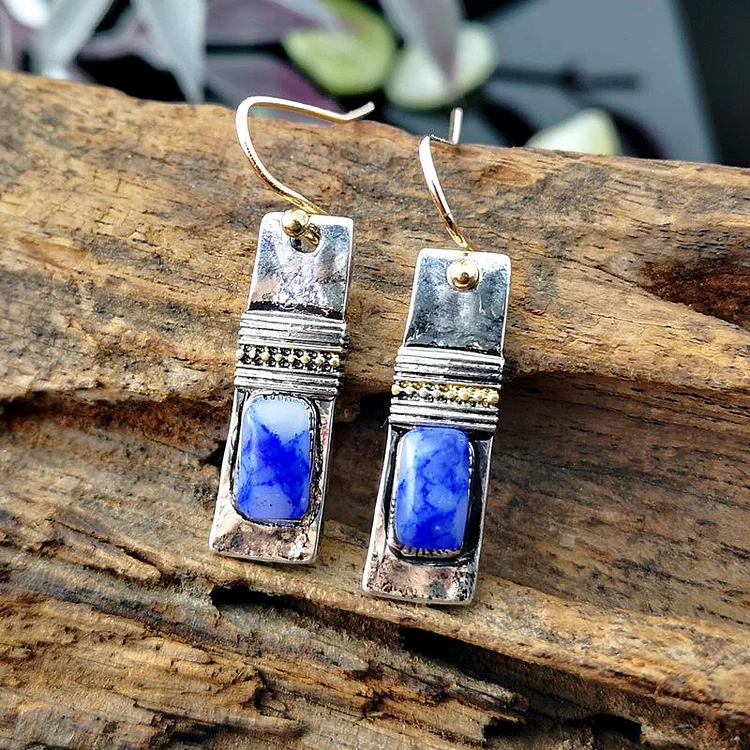 Vintage silver blue and white blue stone earrings