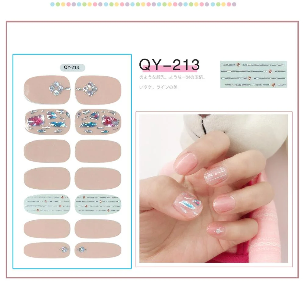 ENDRRFLLA Glitter Decorative Floral Nail Stickers Gray Water Transfer Polish Items Nail Art Decals 2020 New Design Nail Art 1pc-Nail Inspo