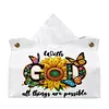 God Sunflower DIY PULeather Diamond Painting Tissue Box for Adults Beginners Large Size Diamond Art Paper Storage Holder for Living Room Bedroom Bathroom Table Decor
