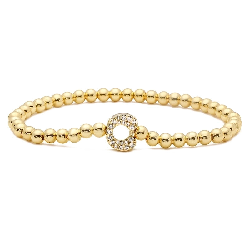 Vintage Style Minimalist Classic Style Letter Copper Zircon 18K Gold Plated Inlay Bracelets