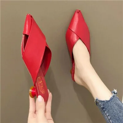 Cresfimix women pointed toe red pu leather high heel shoes for summer lady party & night club black pumps zapatos dama a6289