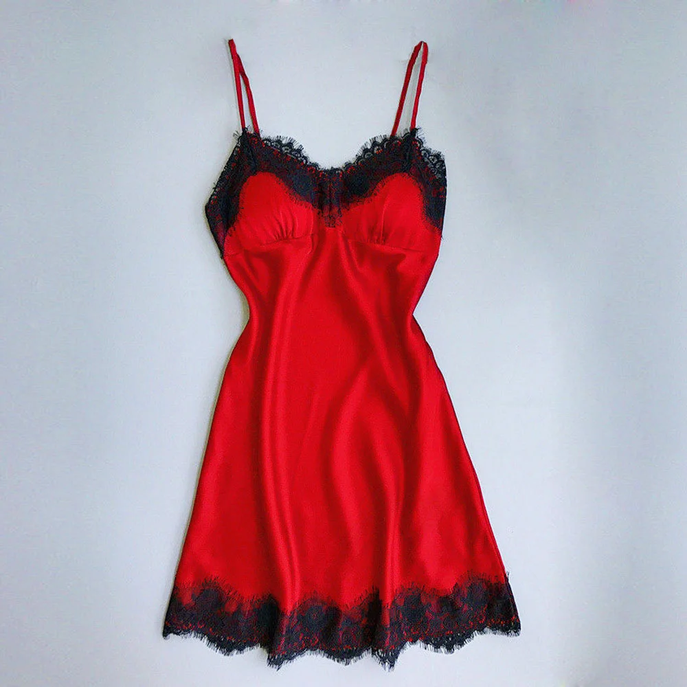 Brownm Sex Lingerie Home Sex Pajamas Women Seduced Sexy V-Neck Lace Side Slings Aja Skirts Multi-Colored