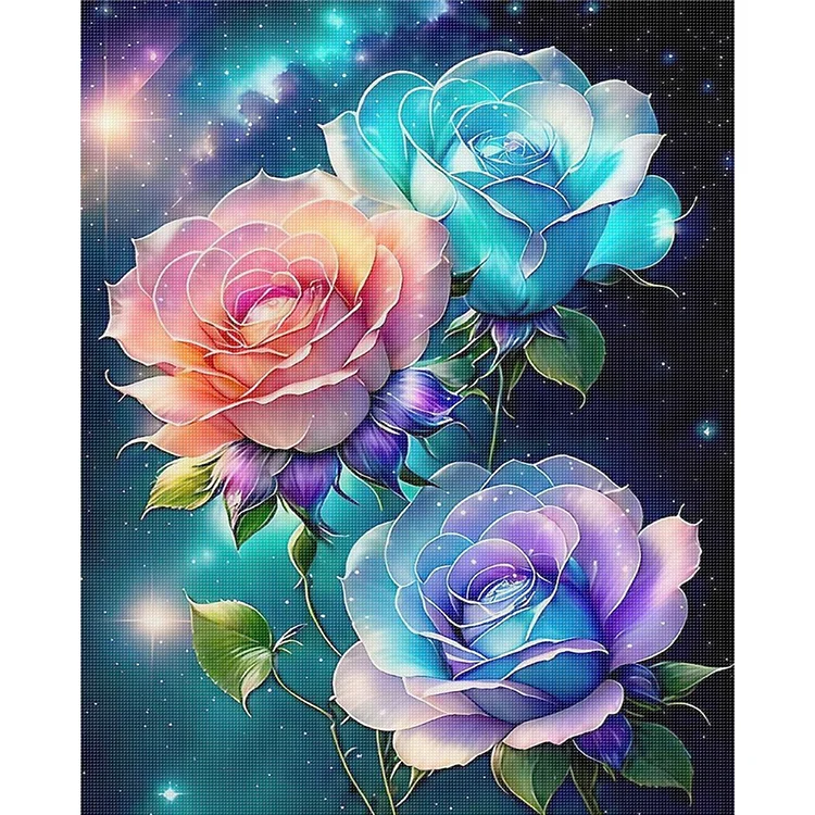 【Huacan Brand】Colorful rose 40*50cm 11CT Stamped Canvas Cross Stitch gbfke