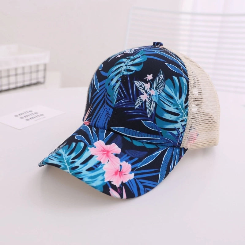 Unisex Casual Minimalist Stripe Lattice Flower Curved Eaves Baseball Cap