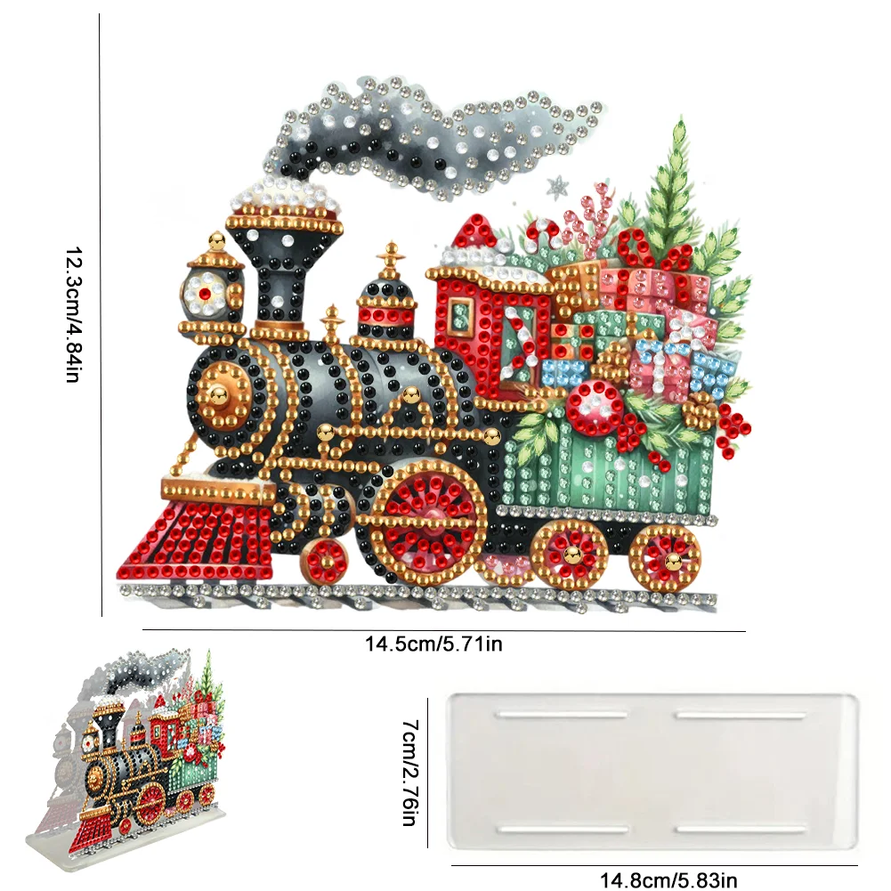 5D DIY Christmas Train Acrylic Double Sided Diamond Art Paper Towel Storage Rack Decor