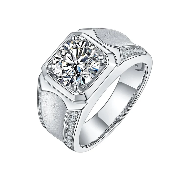 925 Sterling Silver D Color Moissanite Ring