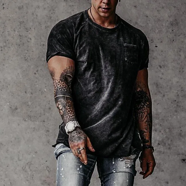 Washed And Distressed Pocket T-Shirt