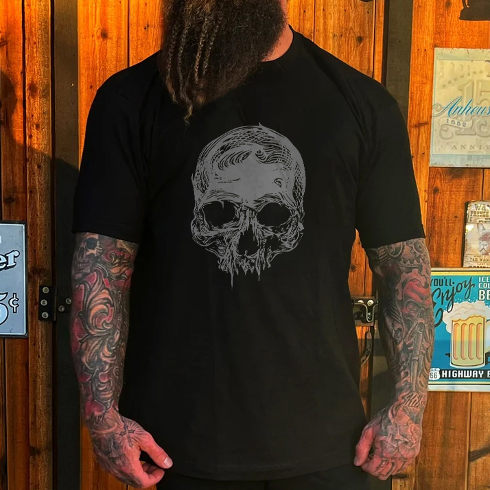 Livereid Skull Pattern Print T-shirt - Livereid