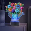 (US Local)Acrylic Double Sided Butterfly Vase Diamond Painting LED Night Light for Desktop
