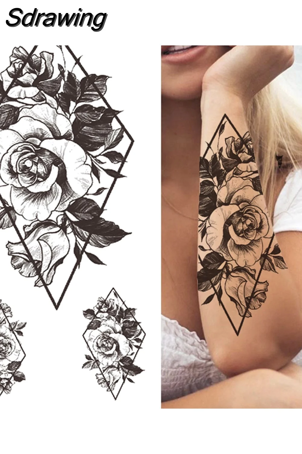 Sdrawing Forest Tattoo Sticker For Men Women Children Tiger Wolf Death Skull Temporary Tattoo Fake Henna Skeleton King Animal Tatoo 521-0