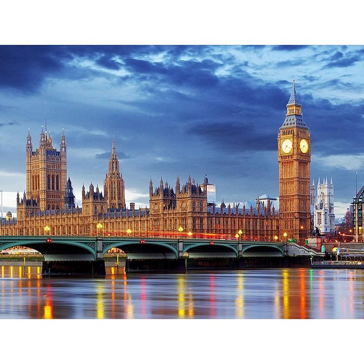 London Night View - Round Drill Diamond Painting - 40x30cm(Canvas)
