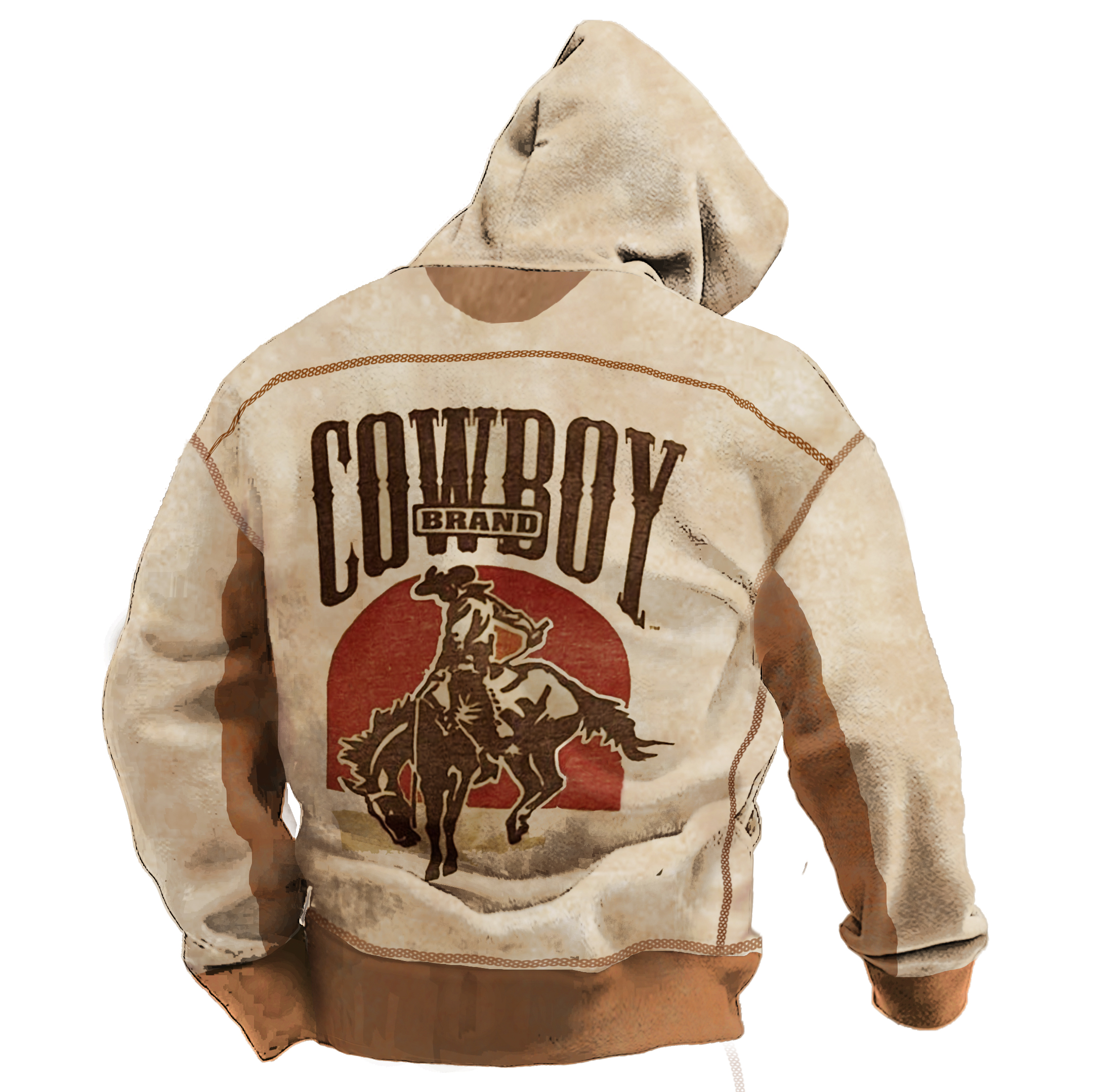 Men's Retro Western Cowboy Print Hoodie