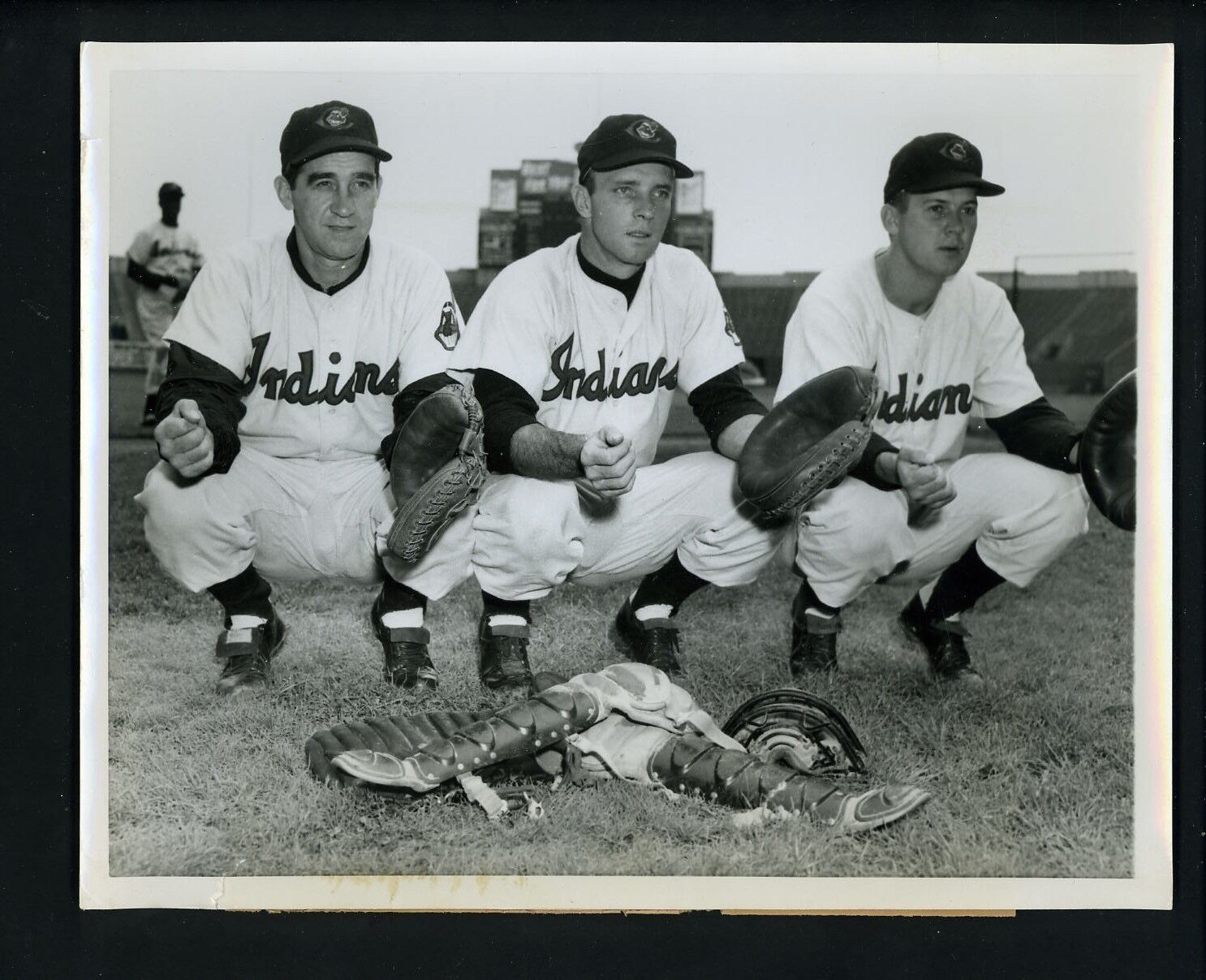 Indians Catchers Grasso Jim Hegan Naragon 1954 World Series Type 1 Press Photo Poster painting