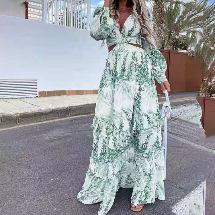  thdmladies Love Is Blooming Green Floral Print Maxi Dress thedmladies