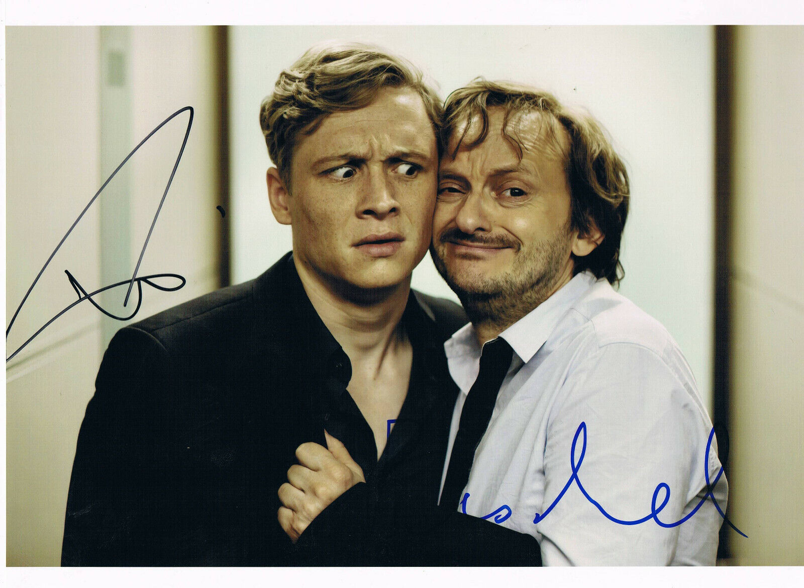 Matthias Schweigh?fer 1981- & Milan Peschel 1968- autograph Photo Poster painting 8x11