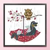 >SALE<Embroidery Eco-cotton Thread 14CT Printed Owl and Angel Dog Cross Stitch 40x42cm