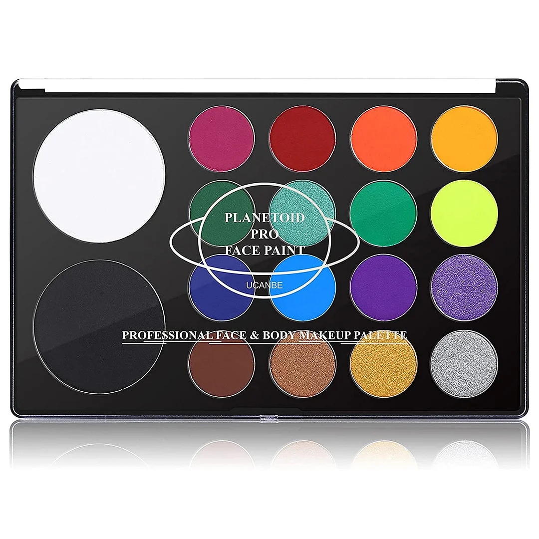 Professional Face Paint Kit - Blue Squid PRO 20x10g Classic Color Palette  with Paint Brushes, Professional Face & Body Painting Supplies SFX, Adult 