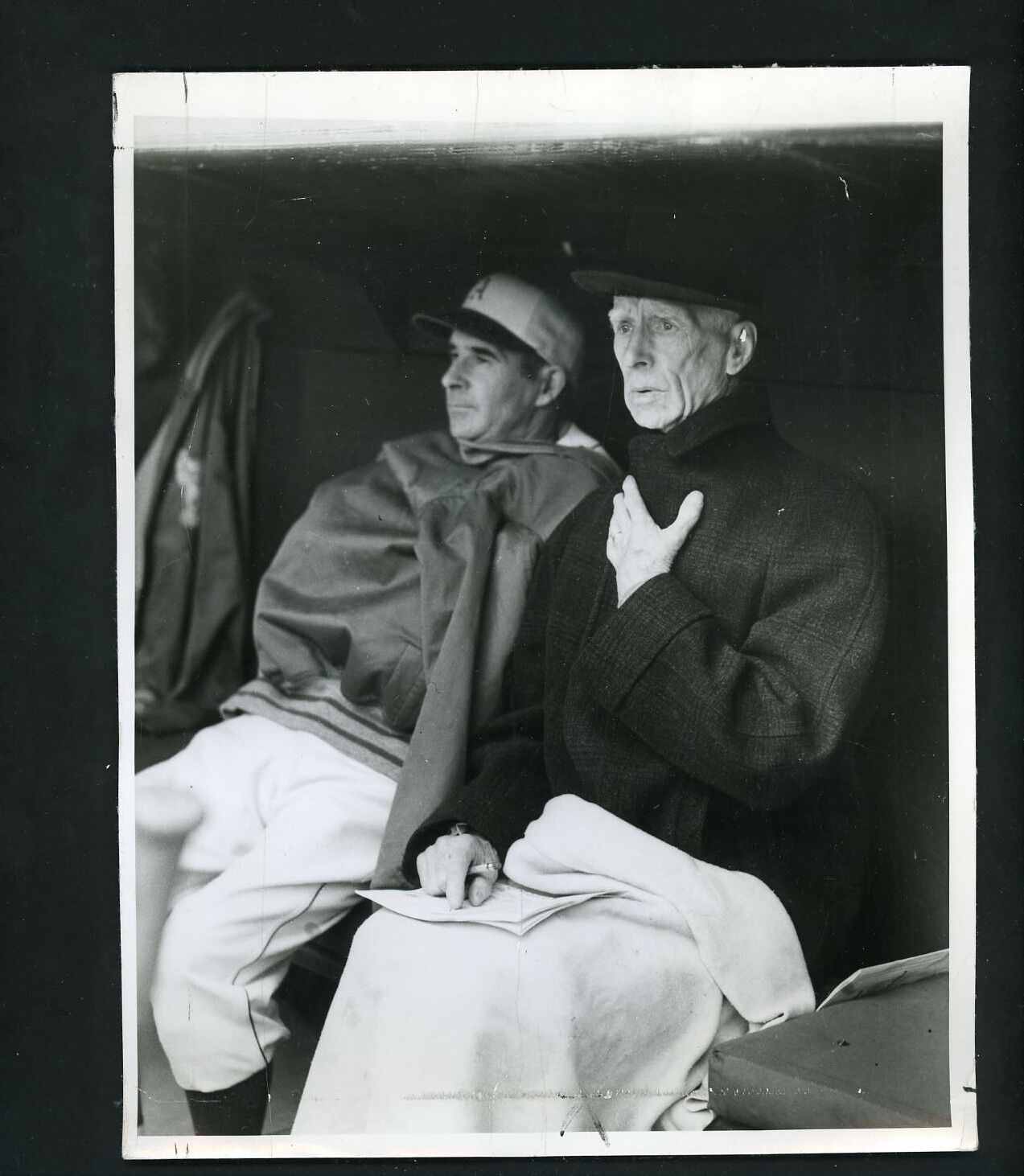 Connie Mack & Earl Mack 1940 in dugout Press Photo Poster painting Philadelphia A's