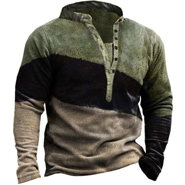 Men's Outdoor Polar Fleece Warm Henry Collar Tactical Sweatshirt / [viawink] /