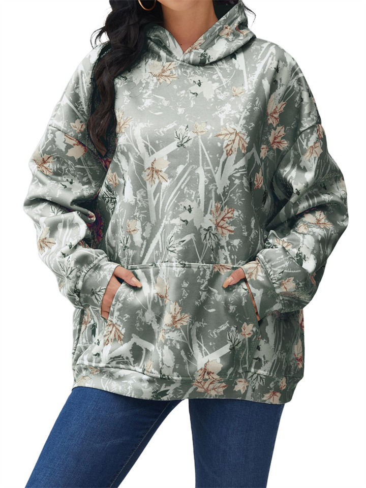 Women's Hoodie 3D Printed Long-sleeved Maple Camouflage Printed Long-sleeved Loose Sweater
