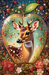 Luxury AB Velvet Diamond Painting Kit - Apple and Deer
