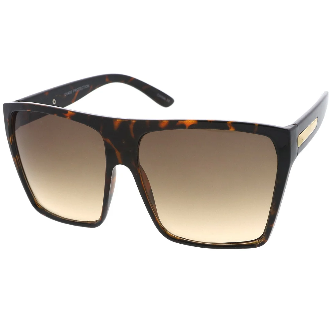 Oversize Flat Top Metal Temple Accent Gradient Lens Square glasses 62mm