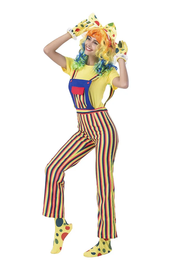 Sexy Spirited Clown Circus Jumpsuit Halloween Costumes-elleschic