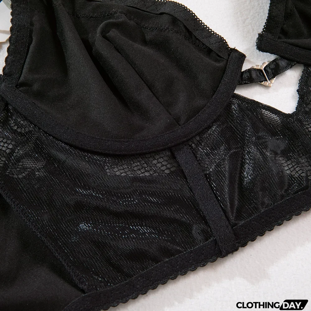 Heart Print rhinestone fashion lace sling Basic hollow sexy underwired bra