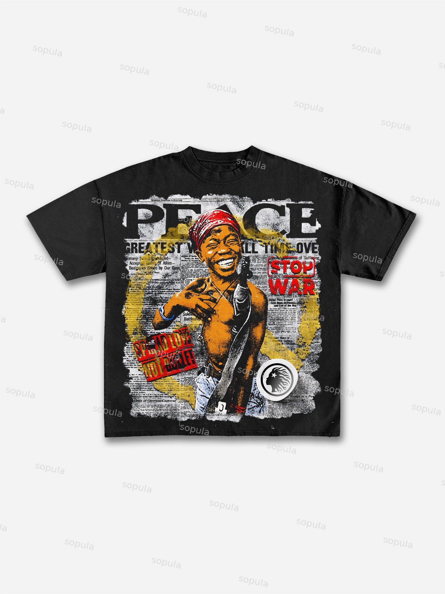 Peace Stop War Graphic Print Cotton T-shirt - Sopula｜Premium Graphic Tees & Graphic Clothing