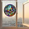 (25cm)DIY Acrylic Jigsaw Puzzle Window Hanging with Hanging Chain DIY Stained Glass Decoration Round Window Puzzle Decor for DIY Craft Project (Stained Glass Butterfly)