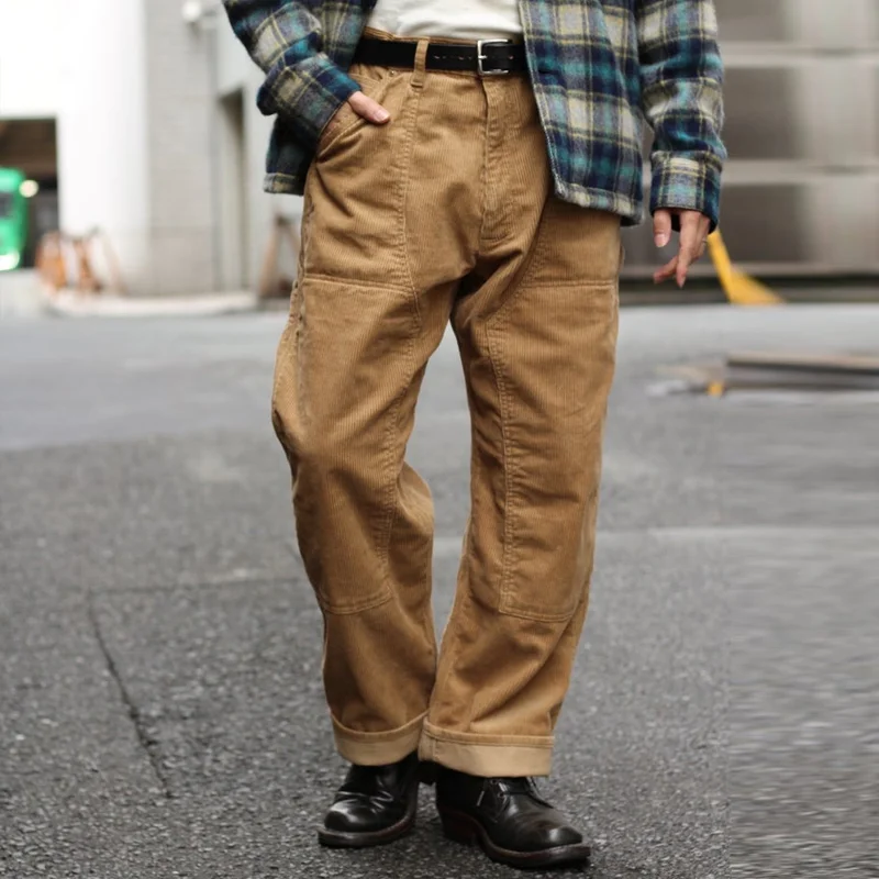 80s Corduroy Knee Work Straight Leg Pants