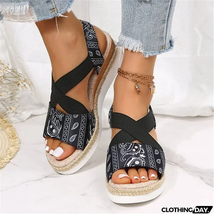 Cute Open Toe Wedge Heel Beach Sandals For Women