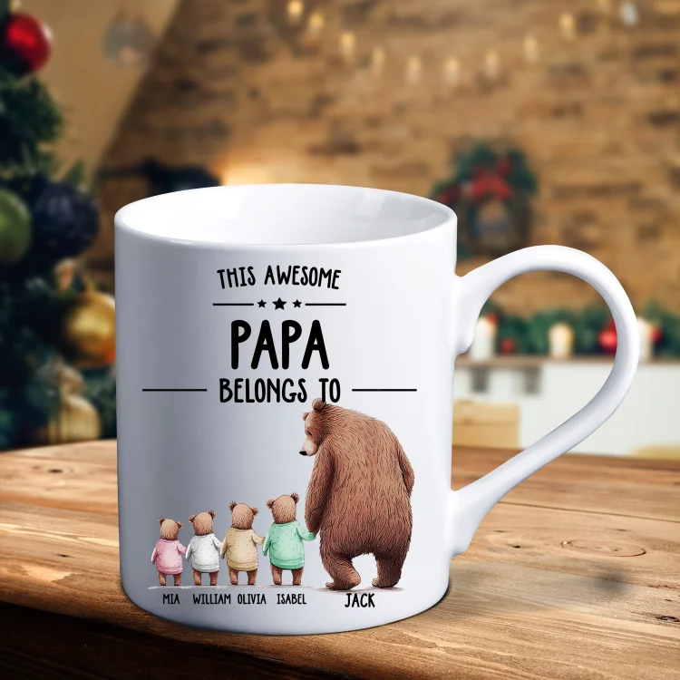 Bears Family Ceramic Mug Customized Titles & 2-7 Names Cup Personalized Christmas Mugs Gift for Family