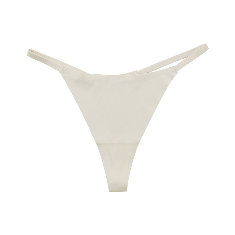 Lidudu Women Seamless Underpants Ice Silk Thongs Sexy Low Waist Bikini T-back Female Solid Color Traceless G-String Panties