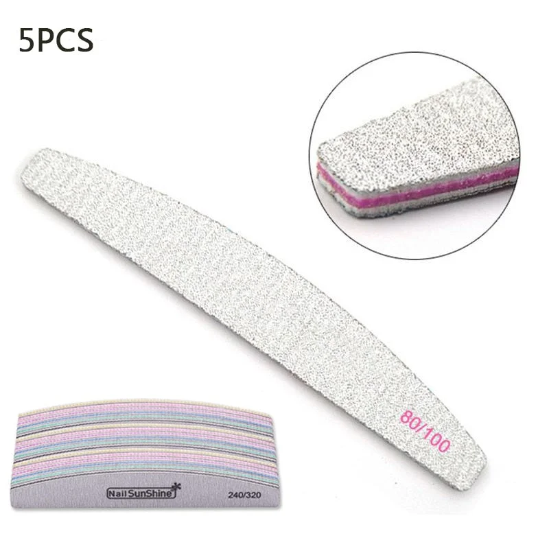 Professional Nail File 80/100 100/150 100/180 Half Moon Sandpaper Nails Sanding Nail Buffer Grinding Polishing Nail Art Tools