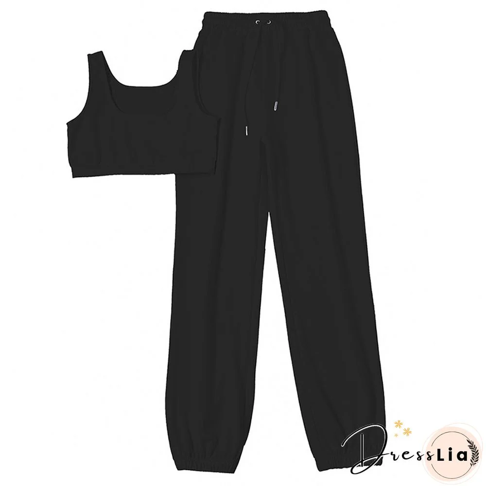 Fitness Crop Tops Sweatpants Summer Tracksuit