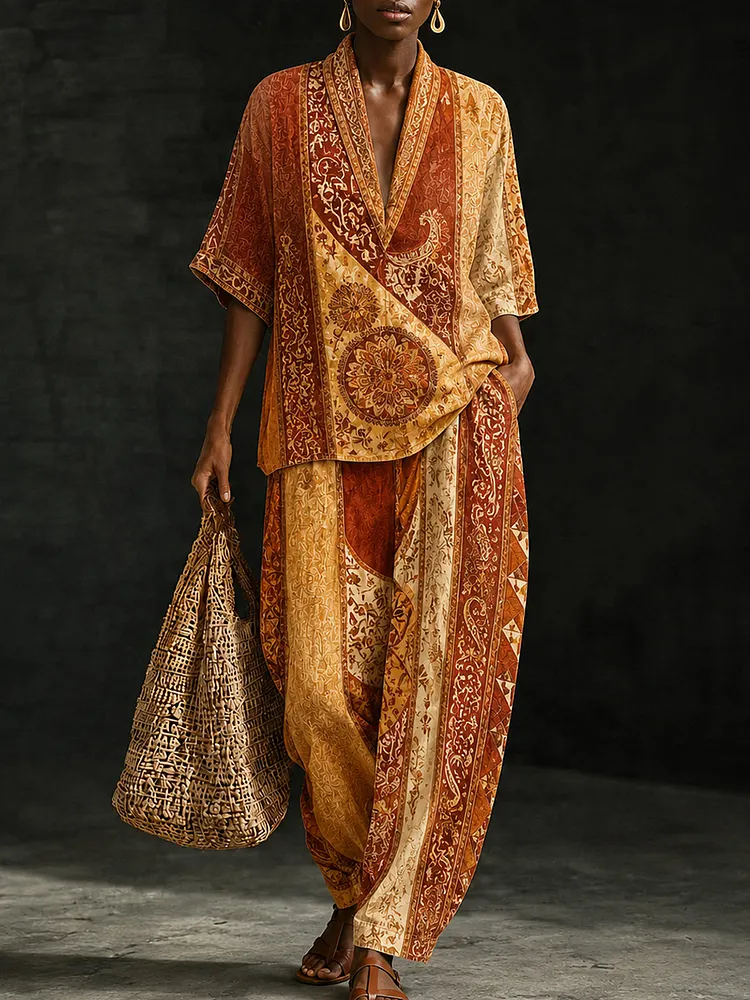 African Women's Floral Art Print Two-Piece Set