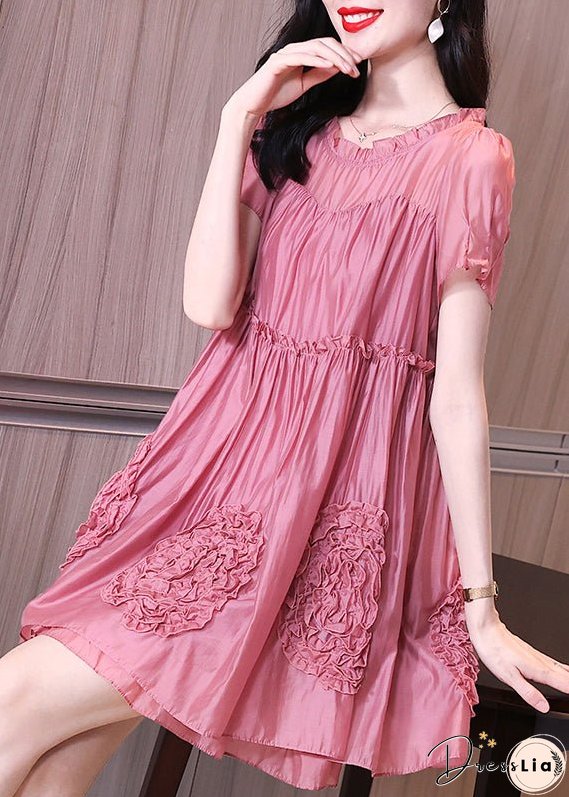 Italian Purple Ruffled Floral Patchwork Chiffon Dress Summer