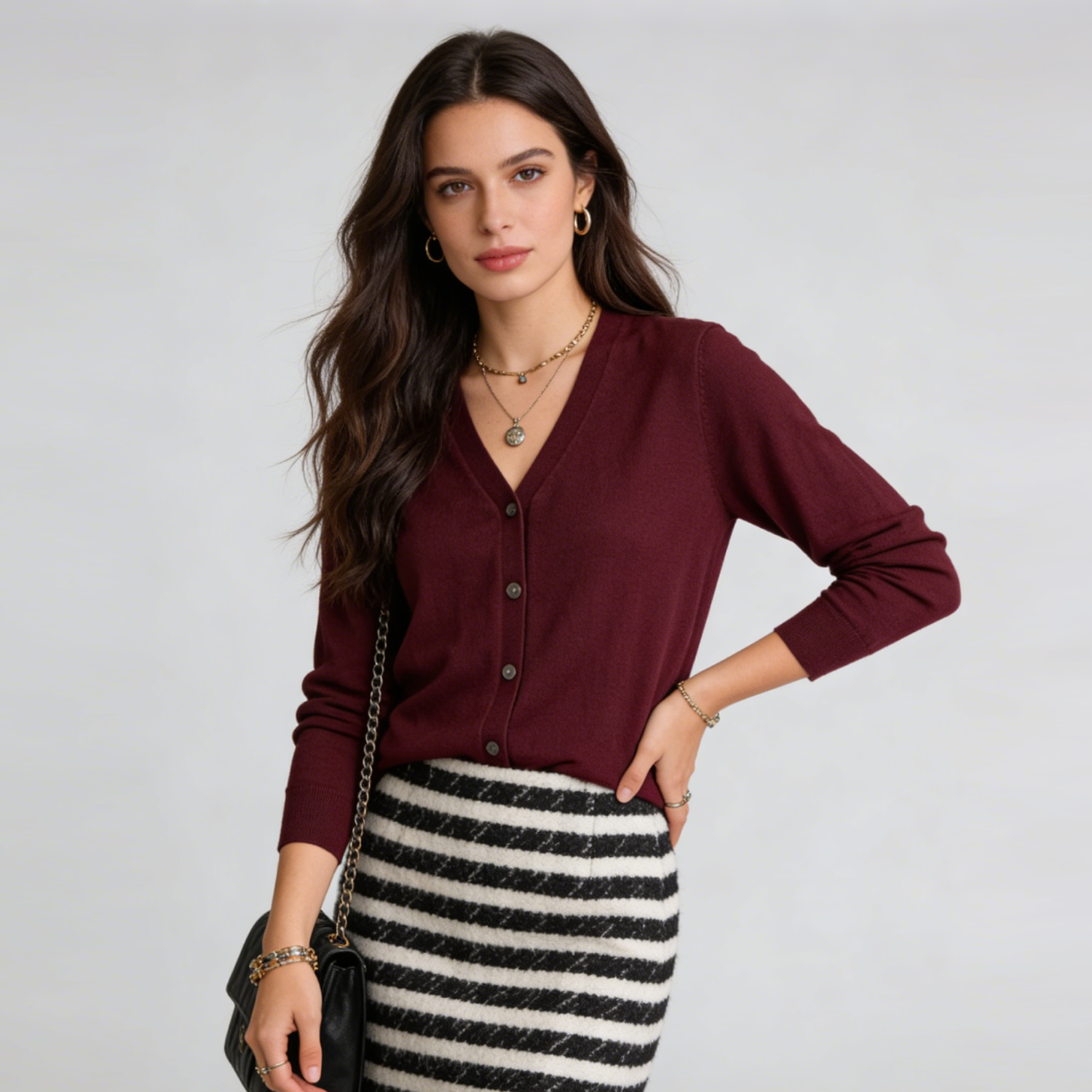 Silk & Cashmere Cardigan V-Neck Style REAL SILK LIFE