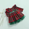 Kid Baby Girls Toddler Red Plaid Bow Dresses Christmas Party Dress