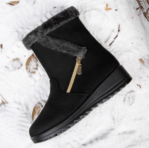 Waterproof Snow Boots for Women 2021 Winter Warm Plush Ankle Booties Front Zipper Non Slip Cotton Padded Shoes Woman Size 44