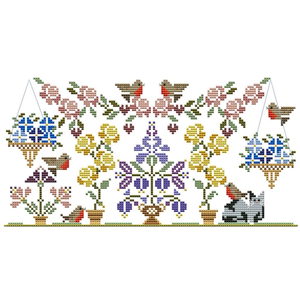 

Flower And Fruit Bird - 14CT Stamped Cross Stitch - 33*19cm, 501 Original