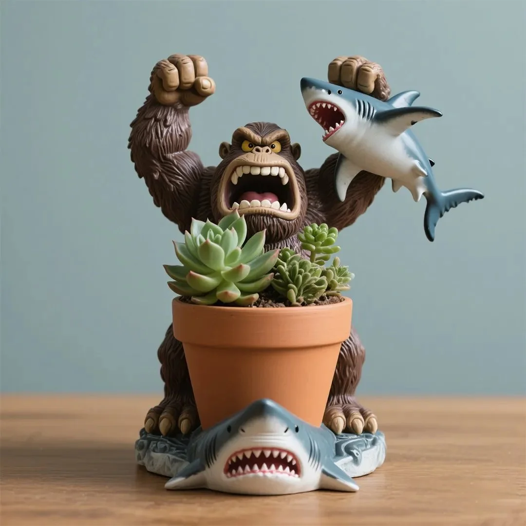 Bigfoot vs Shark Planter – The Ultimate Garden Showdown!---Planter