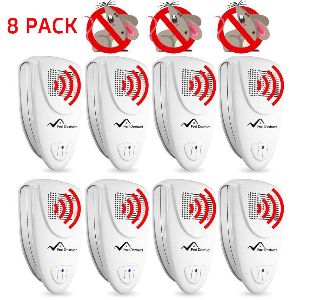 Ultrasonic Mice Repellent - Pack Of 8 Deterrent Devices - Get Rid Of Mouse In 48 Hours - vzzhome