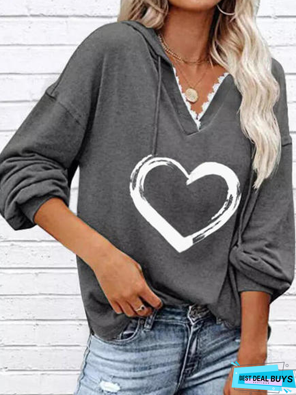 Cotton Blends Casual Sweatshirt