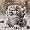 Winter Cat - 11CT Stamped Cross Stitch - 40*40cm